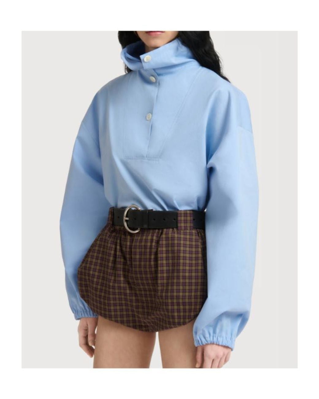 Marni Blue High-Neck Drawstring Top