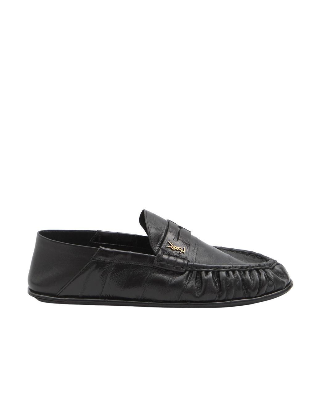 Saint Laurent Black Logo Plaque Slip-On Loafers for men