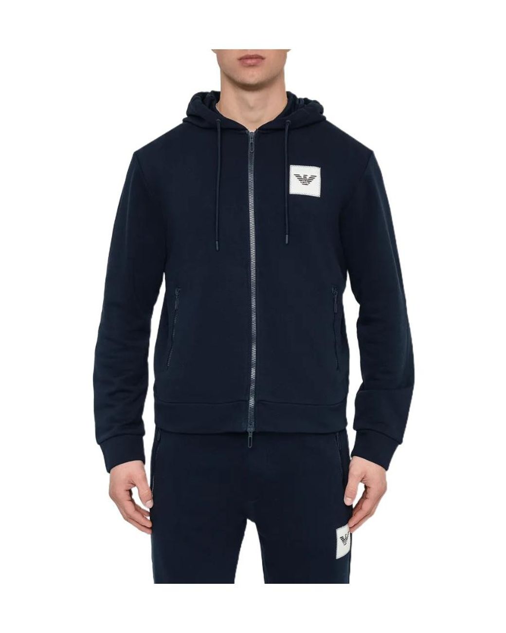 Emporio Armani Black Logo Hooded Sports Coat for men