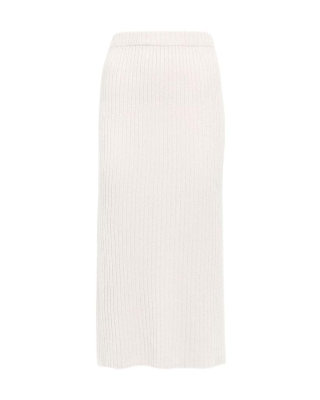 Jardin Des Orangers White Ribbed-Knit Cashmere Skirt