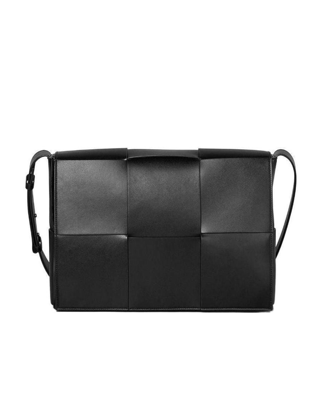 Bottega Veneta Black Intreciato Arco Large Crossbody Bag for men