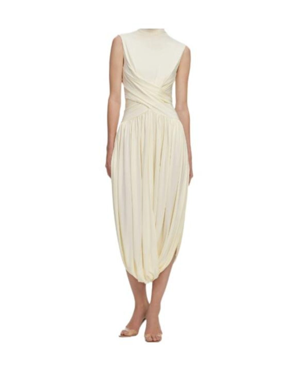 Self-Portrait Natural Draped Jersey Midi Dress