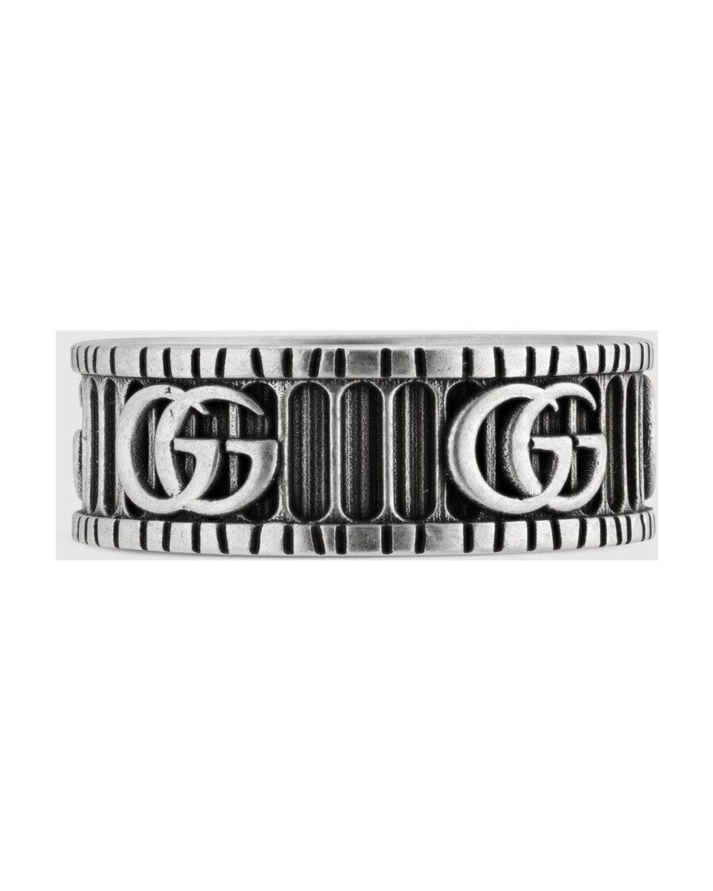 Gucci White Gg Marmont Wide Ring