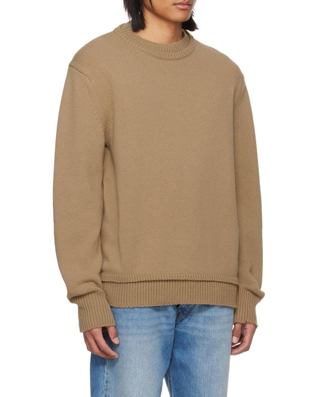 Maison Margiela Brown Elbow Patch Jumper for men