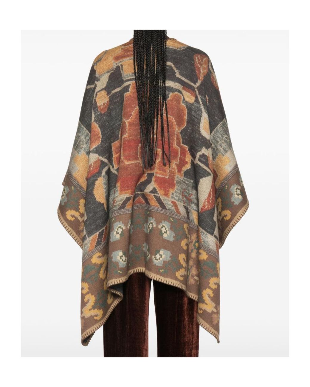 Pierre Louis Mascia Multicolor Pancake Abstract-Pattern Blanket-Stitch Cape
