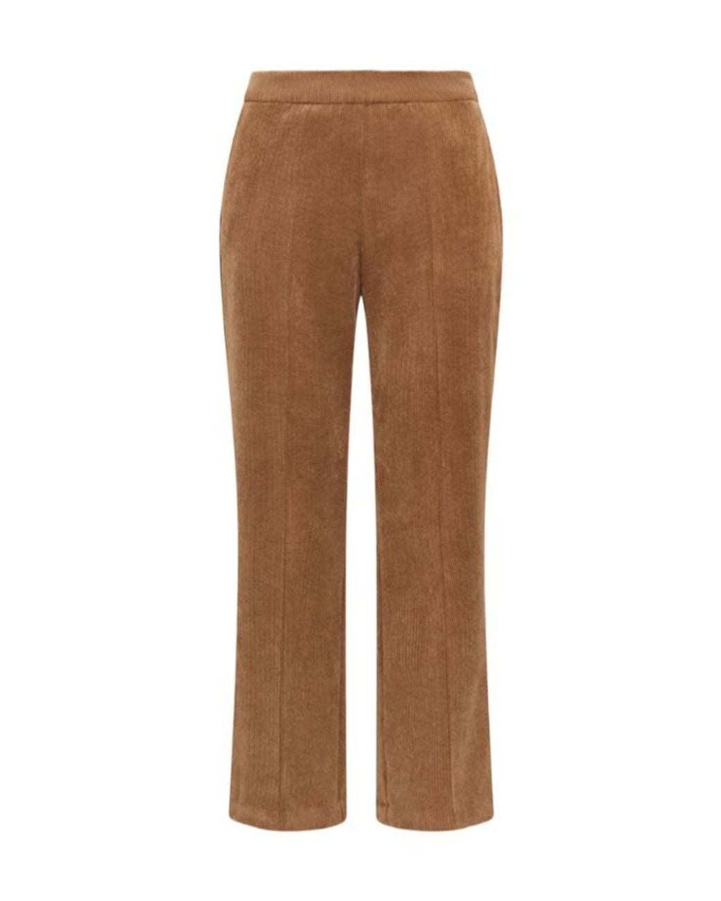 Maliparmi Brown Corduroy-Velvet Ankle-Length Bootcut Trousers