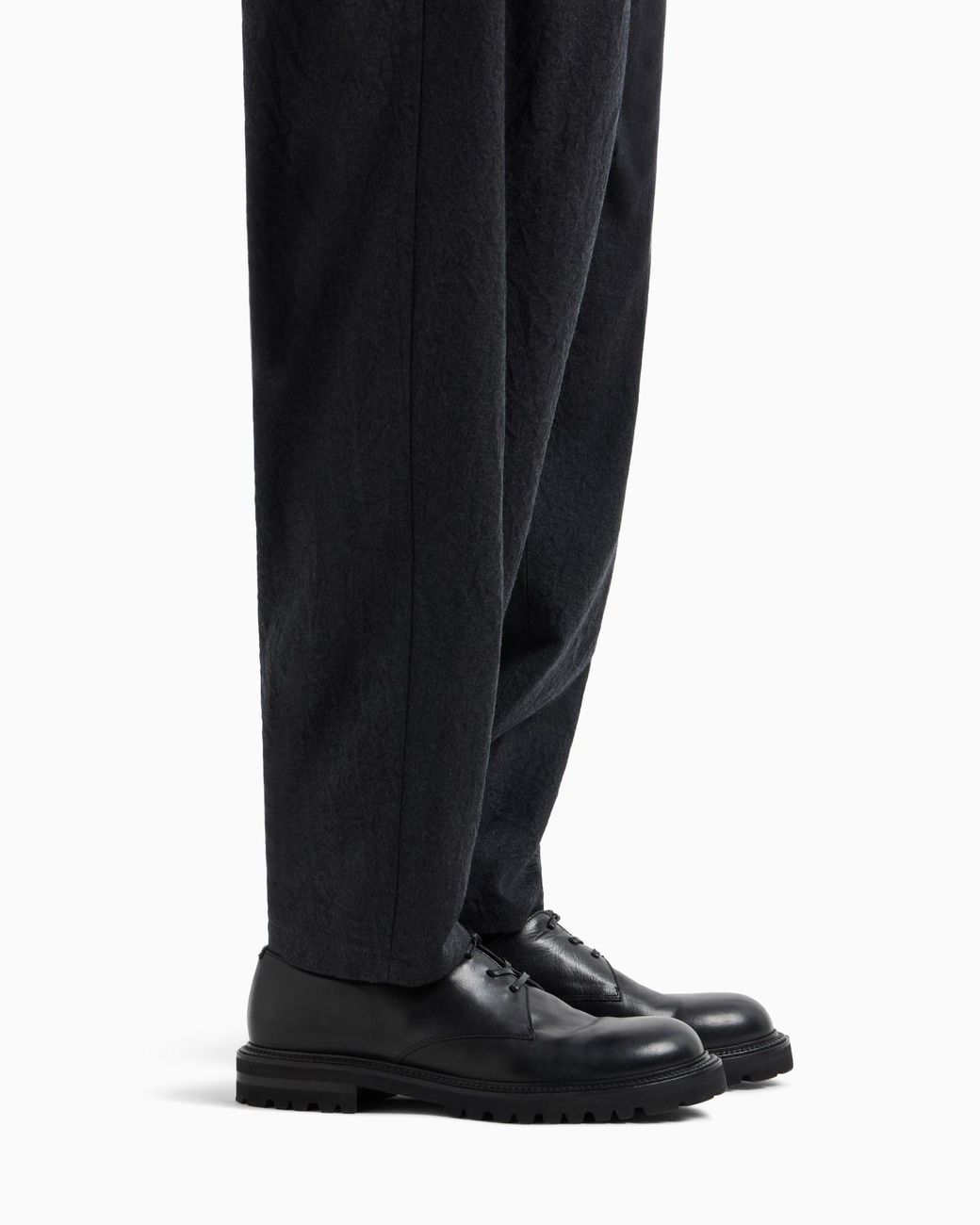 Giorgio Armani Black Logo Embossed Lace-Up Shoes for men