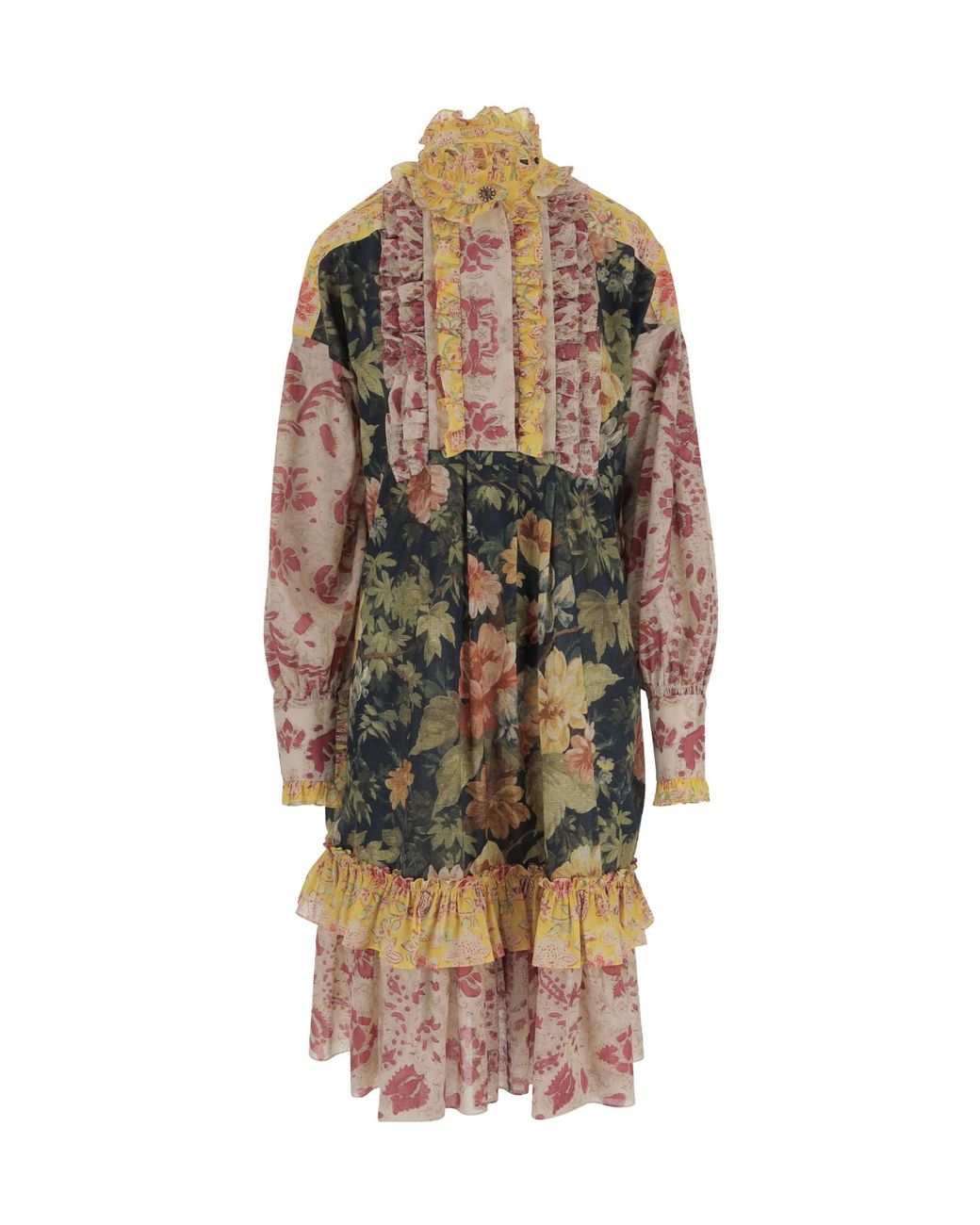 Valentino Multicolor Floral Print Ruffle Detailed Dress