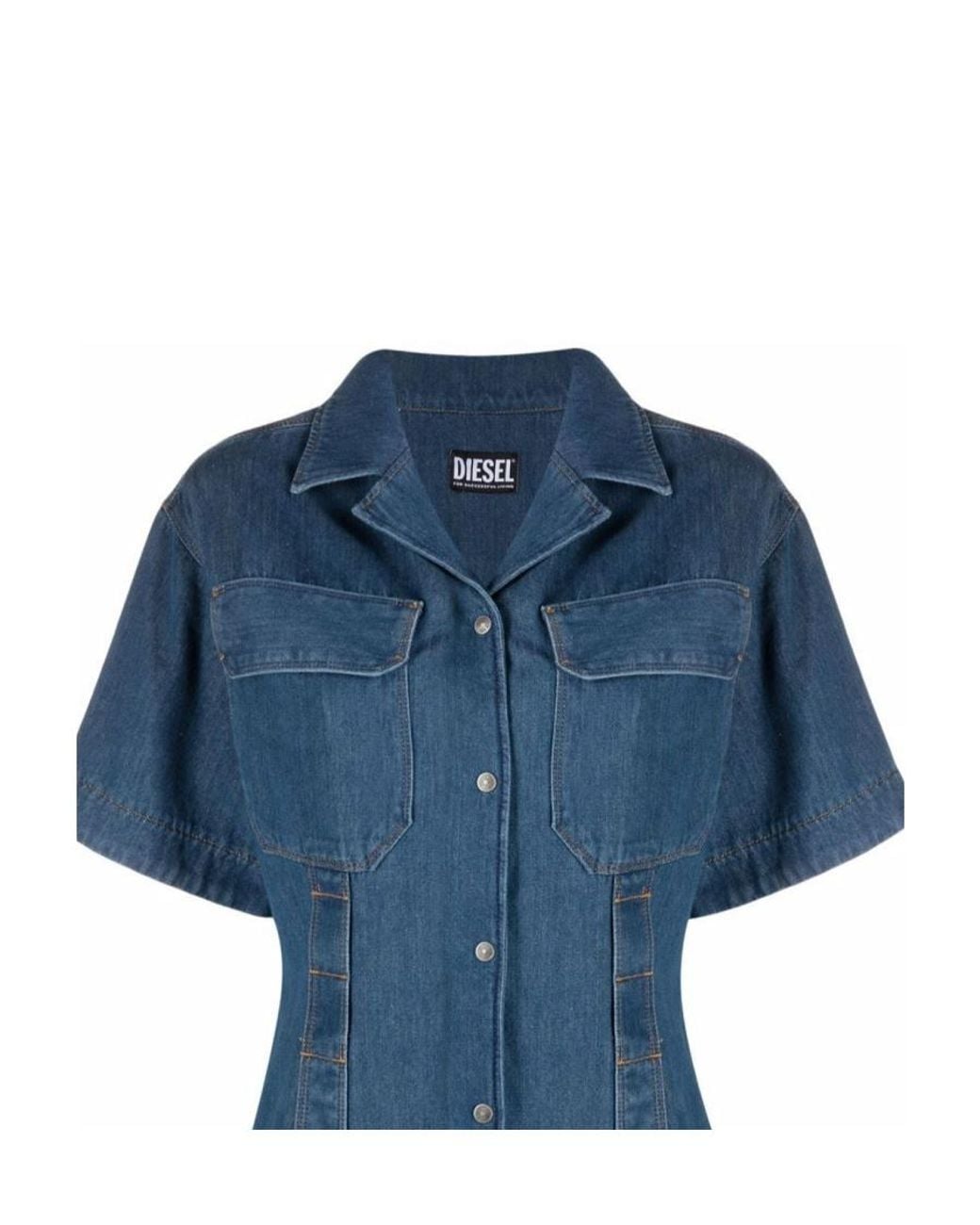 DIESEL Blue De-Amabel-Sp Denim Shirt Dress