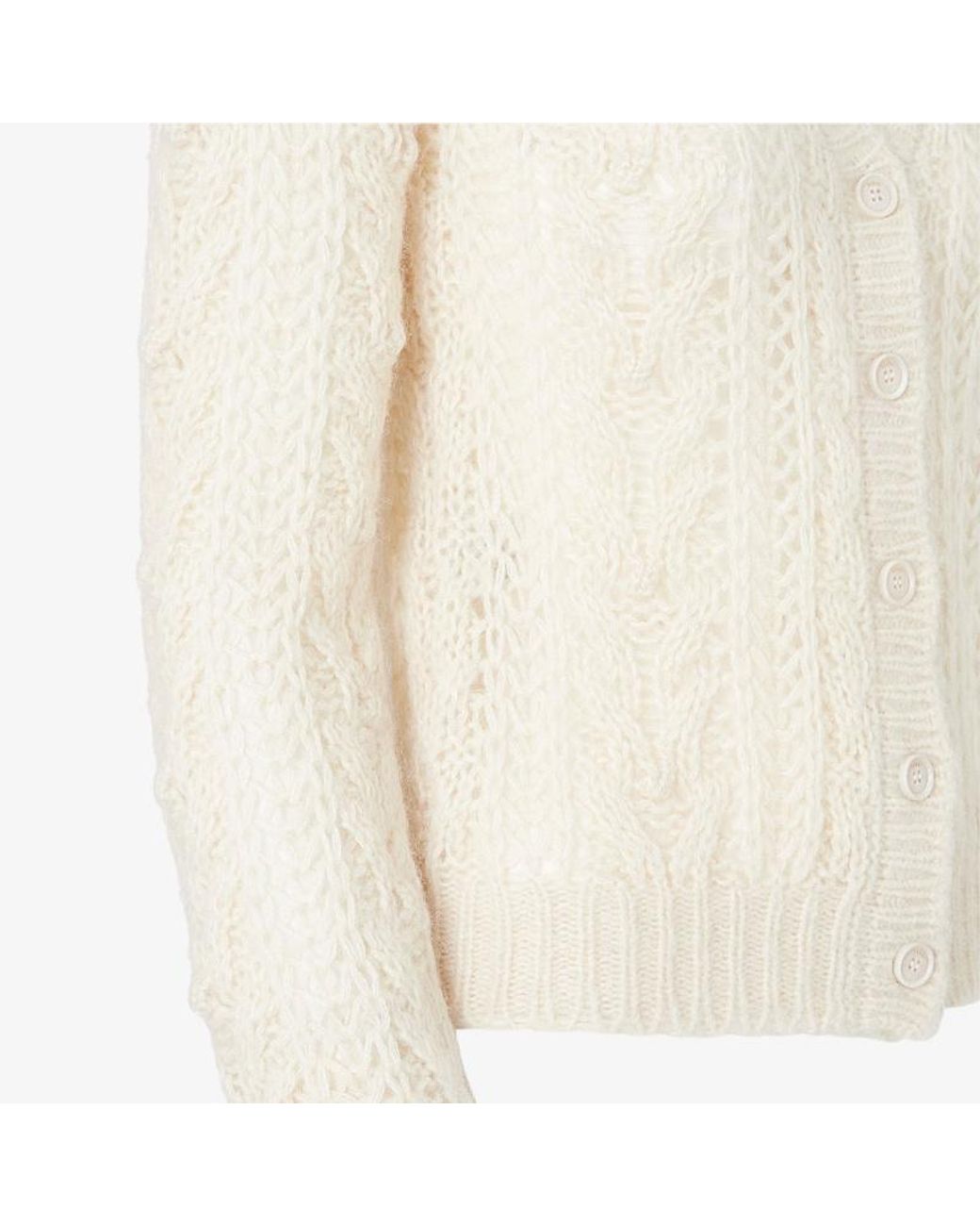 Fendi White Ivory Cashmere, Silk And Alpaca Cardigan