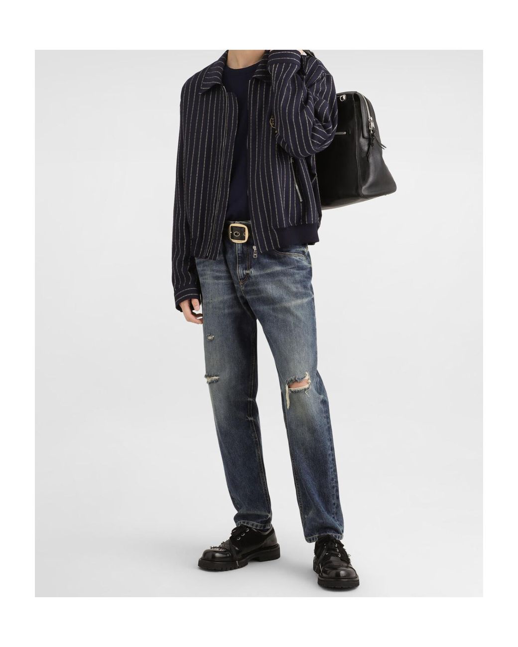 Dolce & Gabbana Blue Kipas Vulkan Distressed Jeans for men
