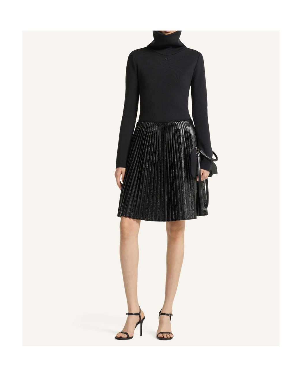 Courreges Black Courrèges Pleated Vinyl Skirt