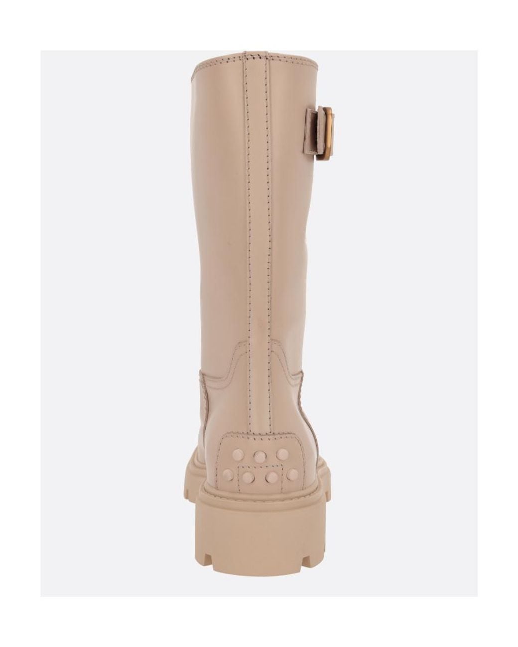 Tod's Natural Buckle-Detailed Round-Toe Boots