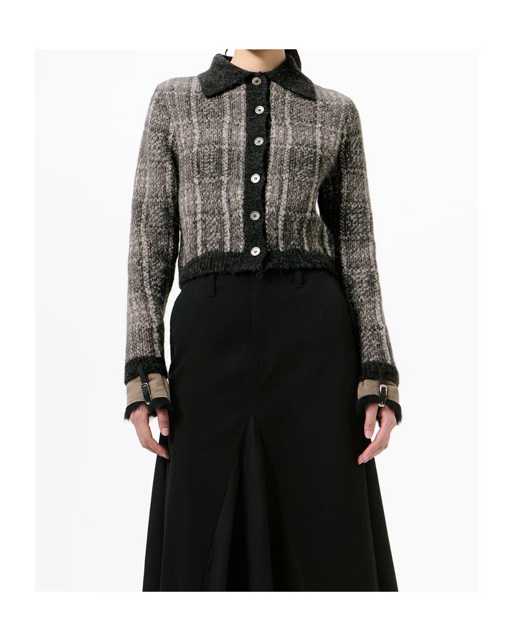 Our Legacy Black Checked Cropped Cardigan