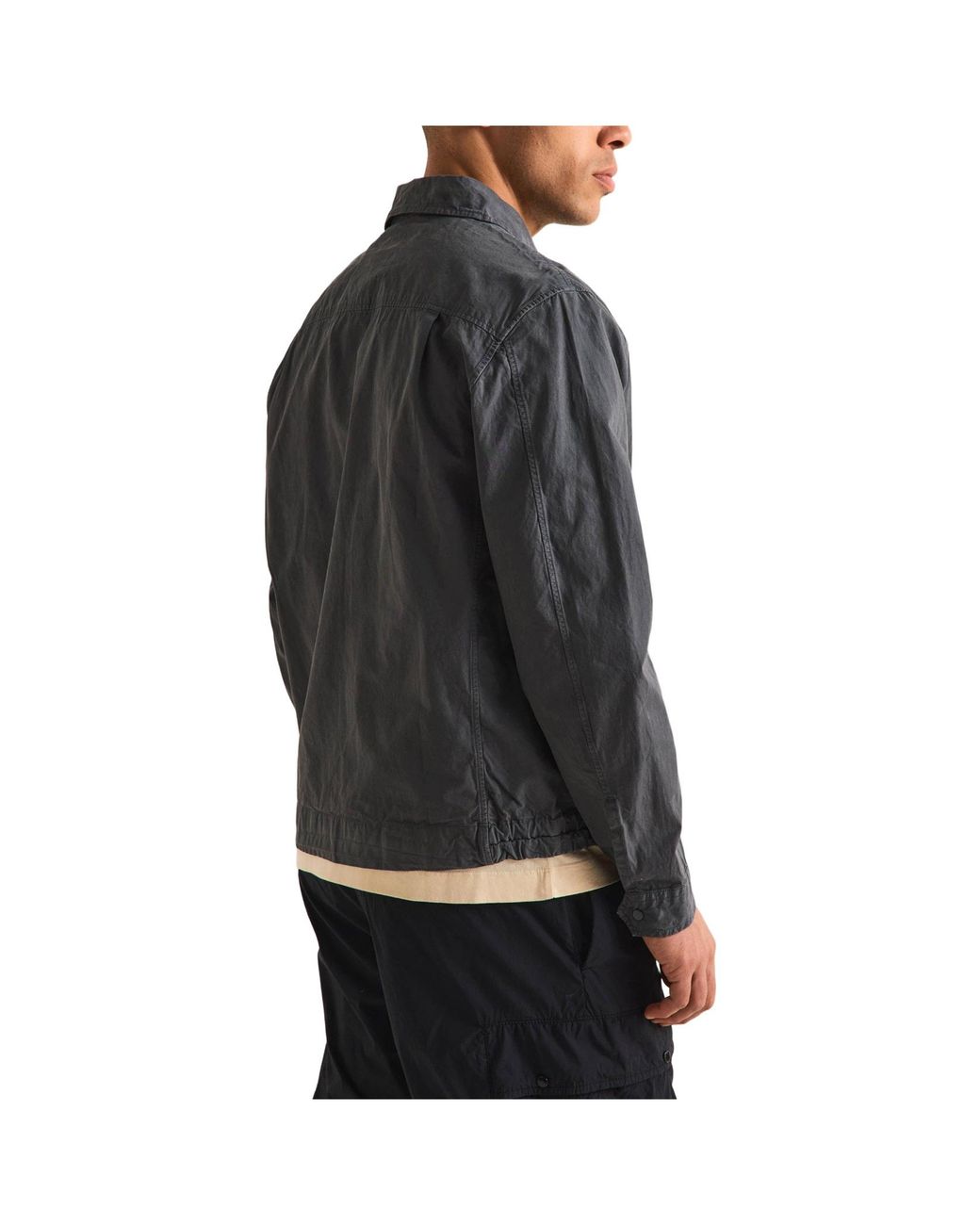 C P Company Gray Zip-Up Shirt Jacket With Collar for men