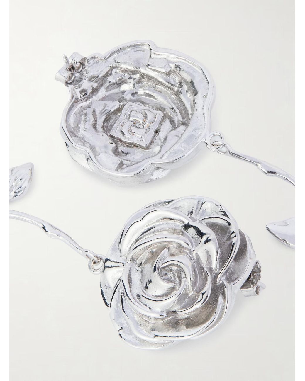 Magda Butrym White Rose Stem Earrings
