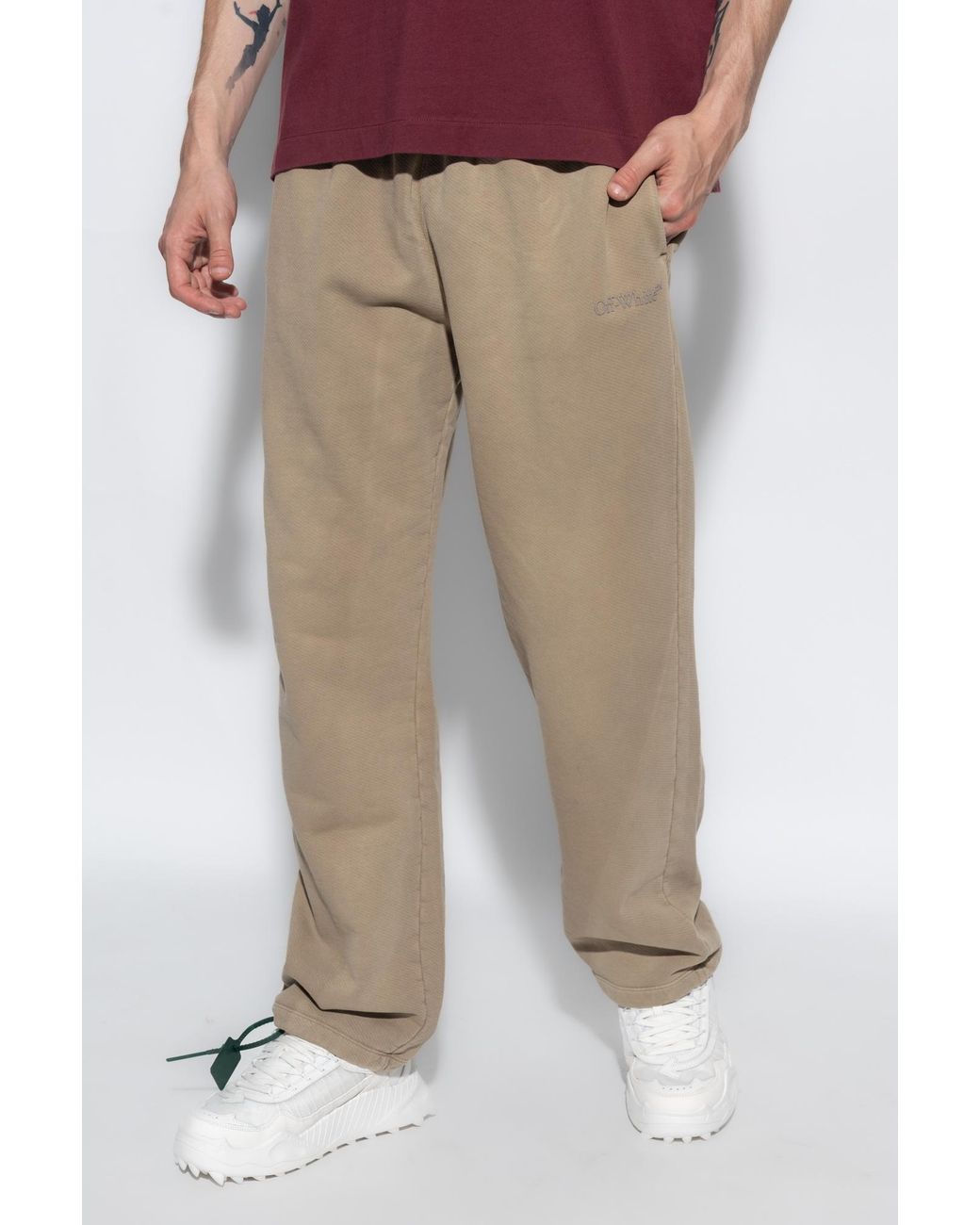 Off-White c/o Virgil Abloh Natural Logo Embroidered Drawstring Sweatpants for men