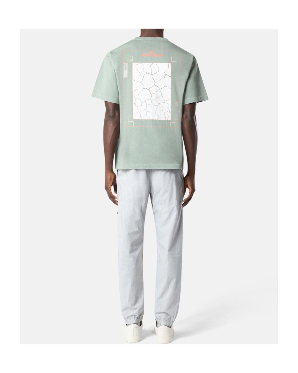 Stone Island Green Logo Printed Crewneck T-Shirt for men