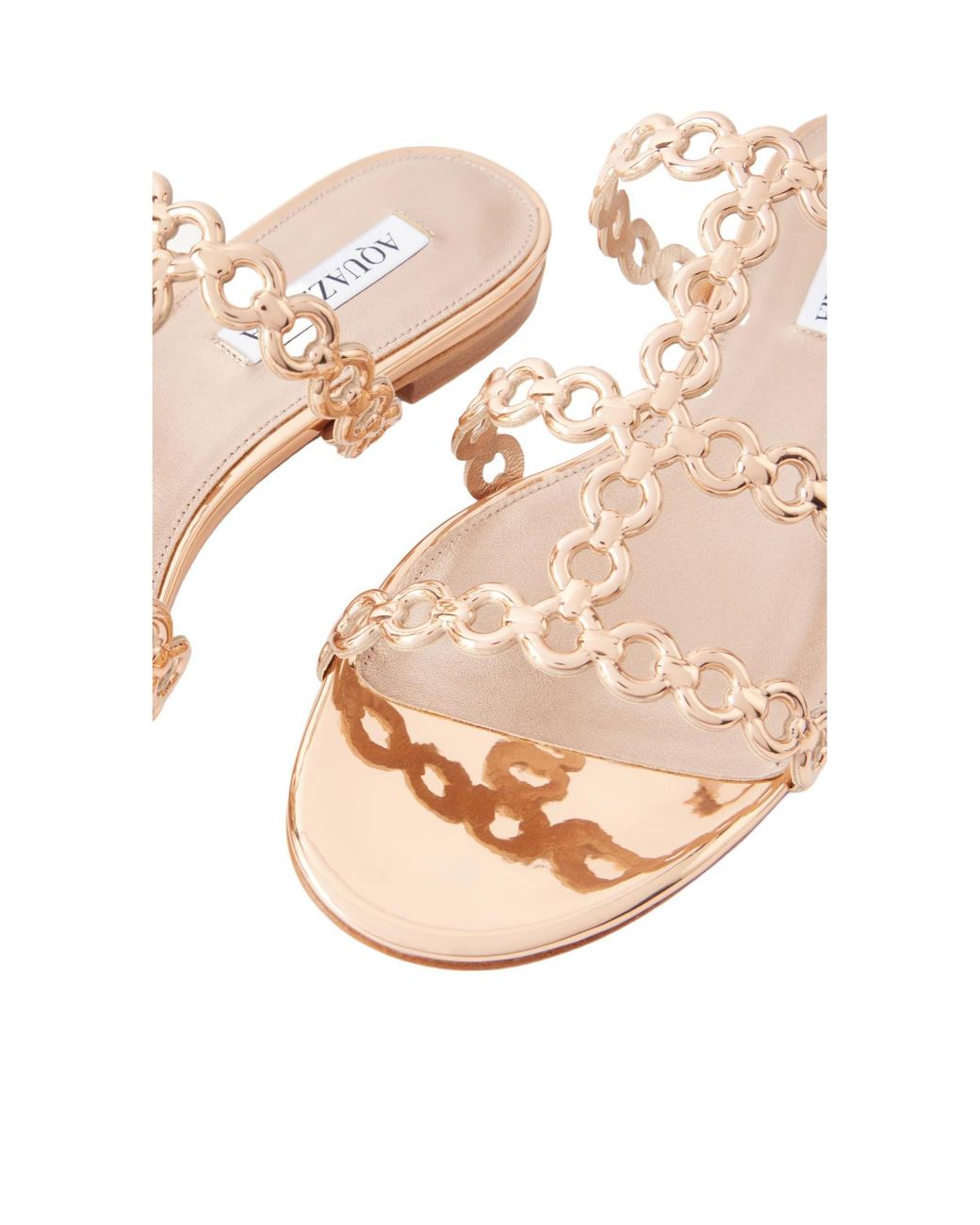 Aquazzura White Perforated Metallic-Leather Flats