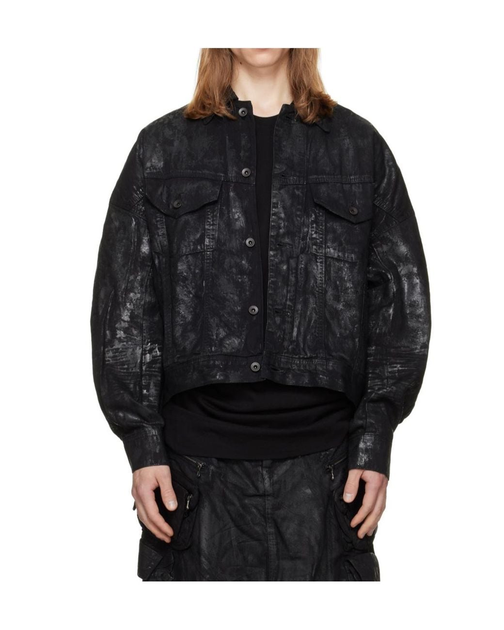 Julius Black Coated Dk Denim Jacket for men
