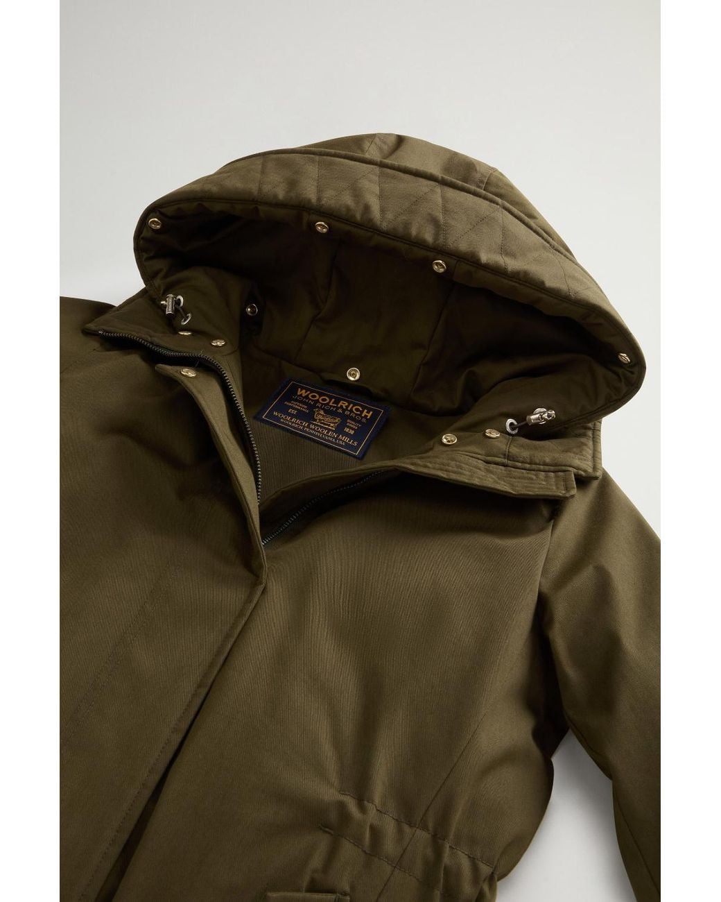 Woolrich Green Padded Hooded Long Coat