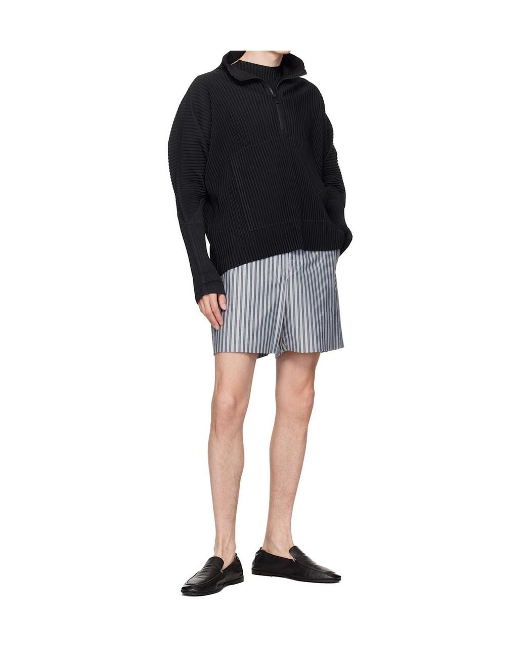 Homme Plissé Issey Miyake Blue Striped Jersey Shorts for men