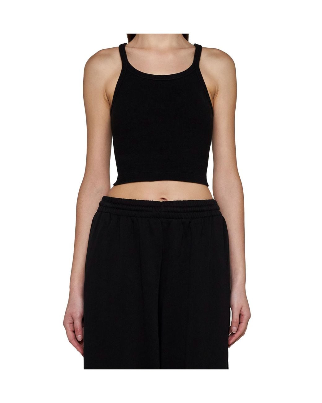 Wardrobe NYC Black Scoop-Neck Cropped Top