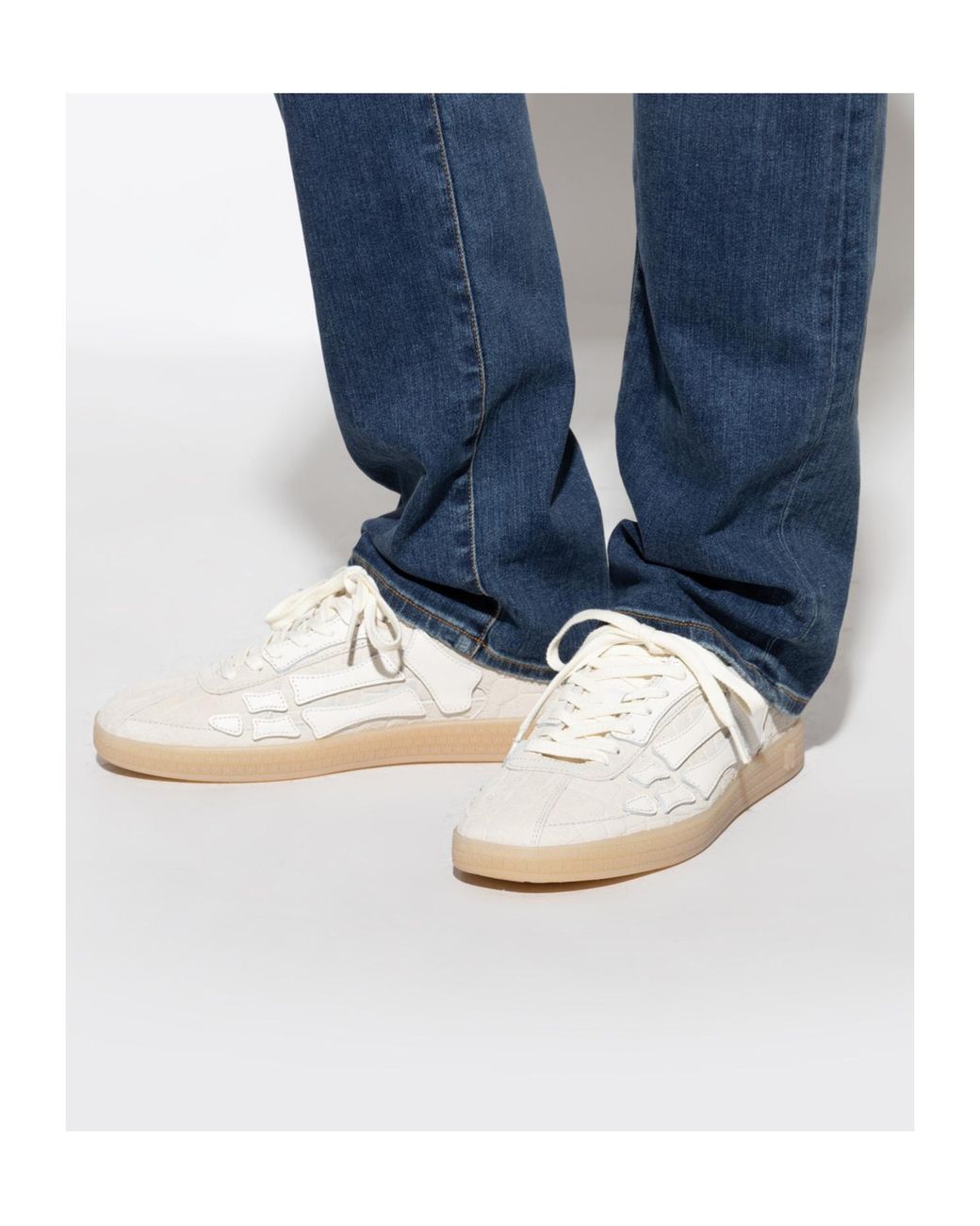 Amiri White Embossed Pacific Bones Sneakers for men