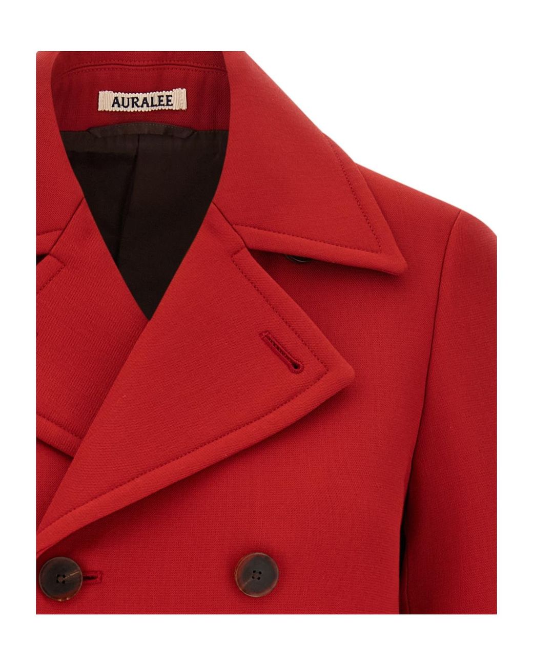 Auralee Red Double-Breasted Wool Casual Jacket