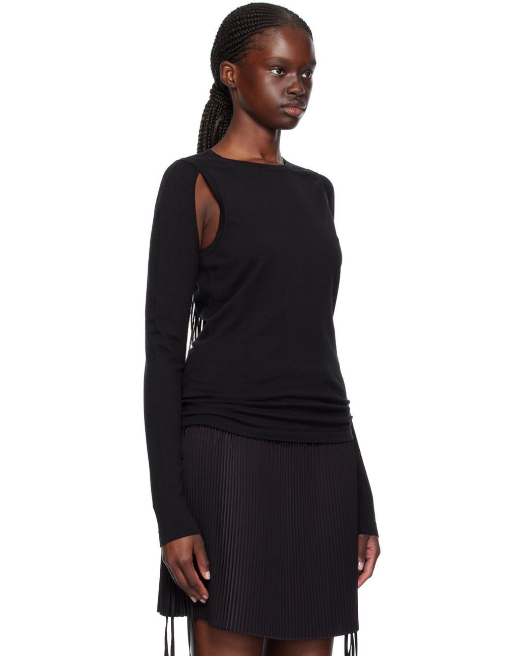 Helmut Lang Black Cut-Out Fine-Knit Jumper