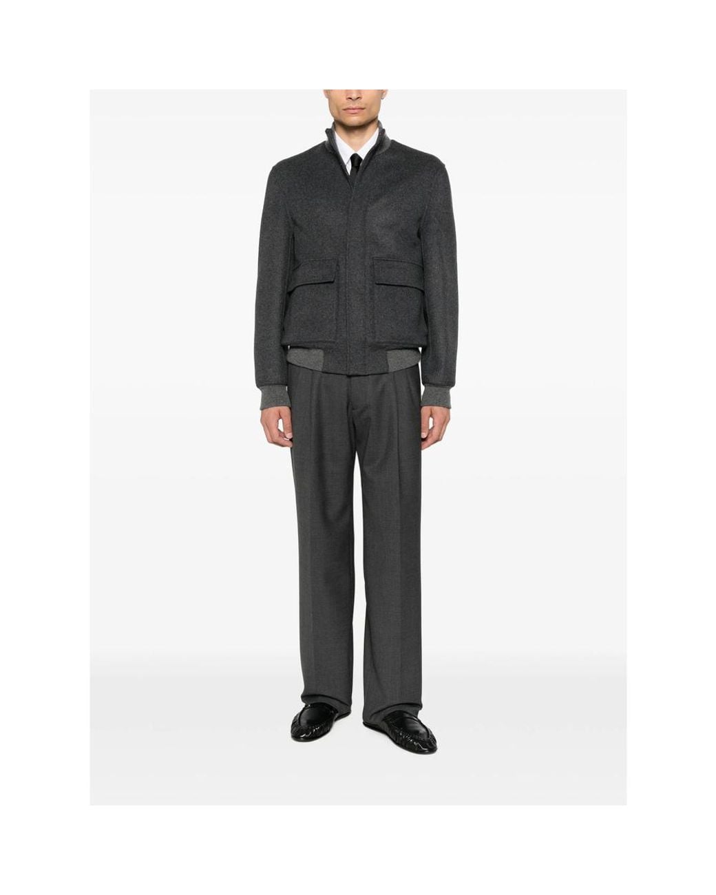 Brunello Cucinelli Gray High-Neck Jacket for men