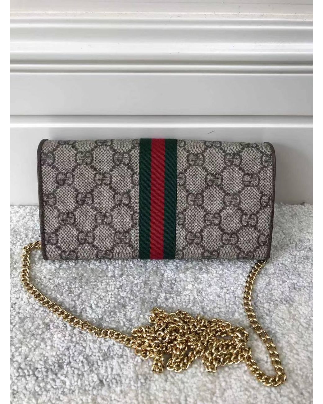 Gucci Gray Ophidia Gg Chain Wallet