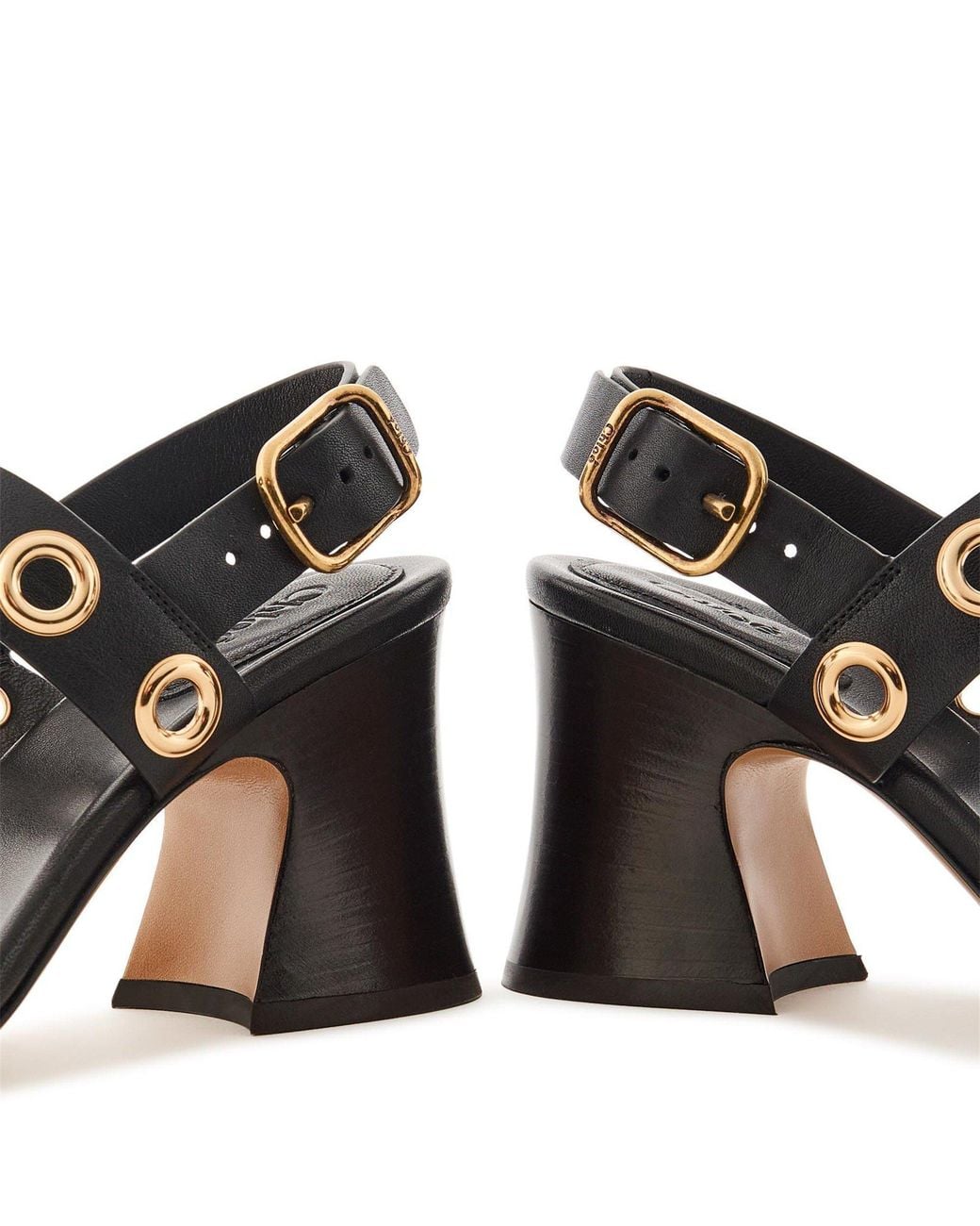 Chloé Black Leather Heeled Sandals