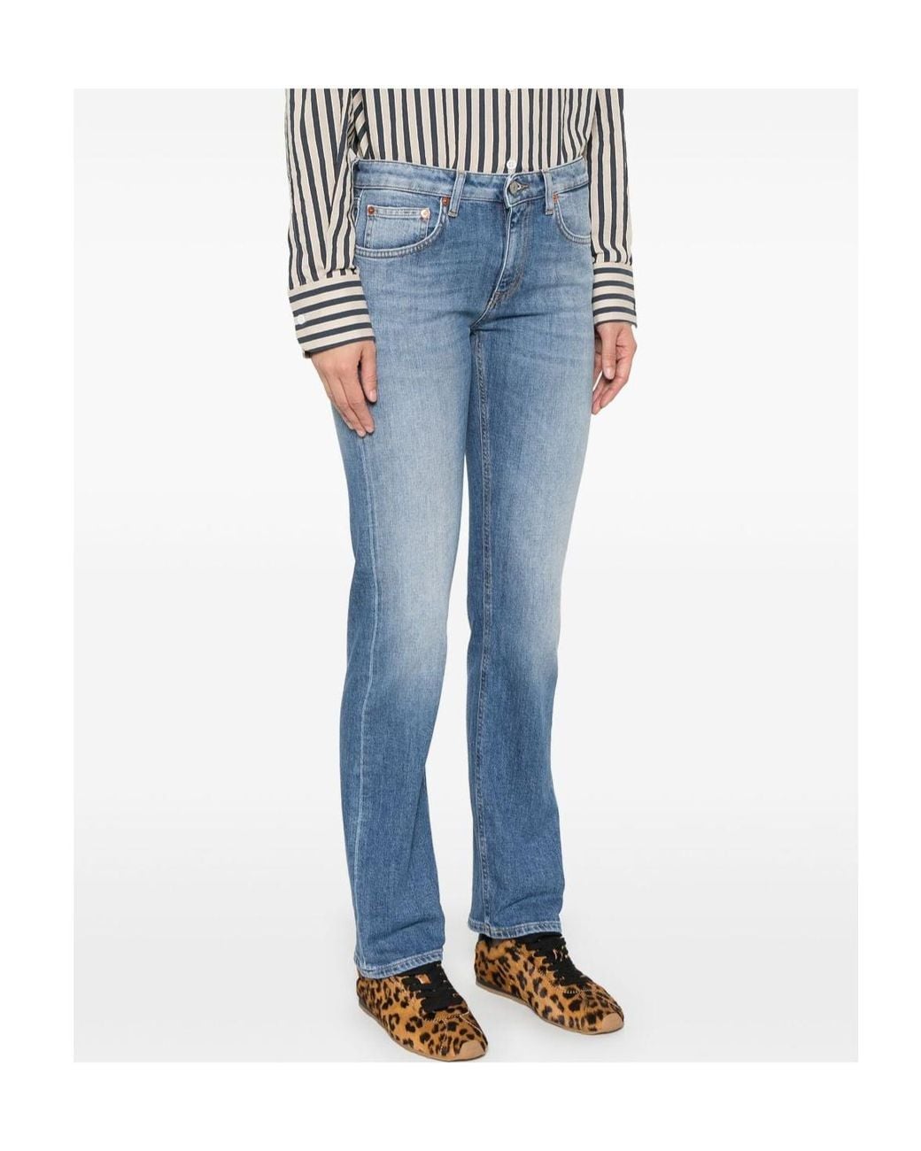 Dondup Blue Reina Straight-Leg Jeans
