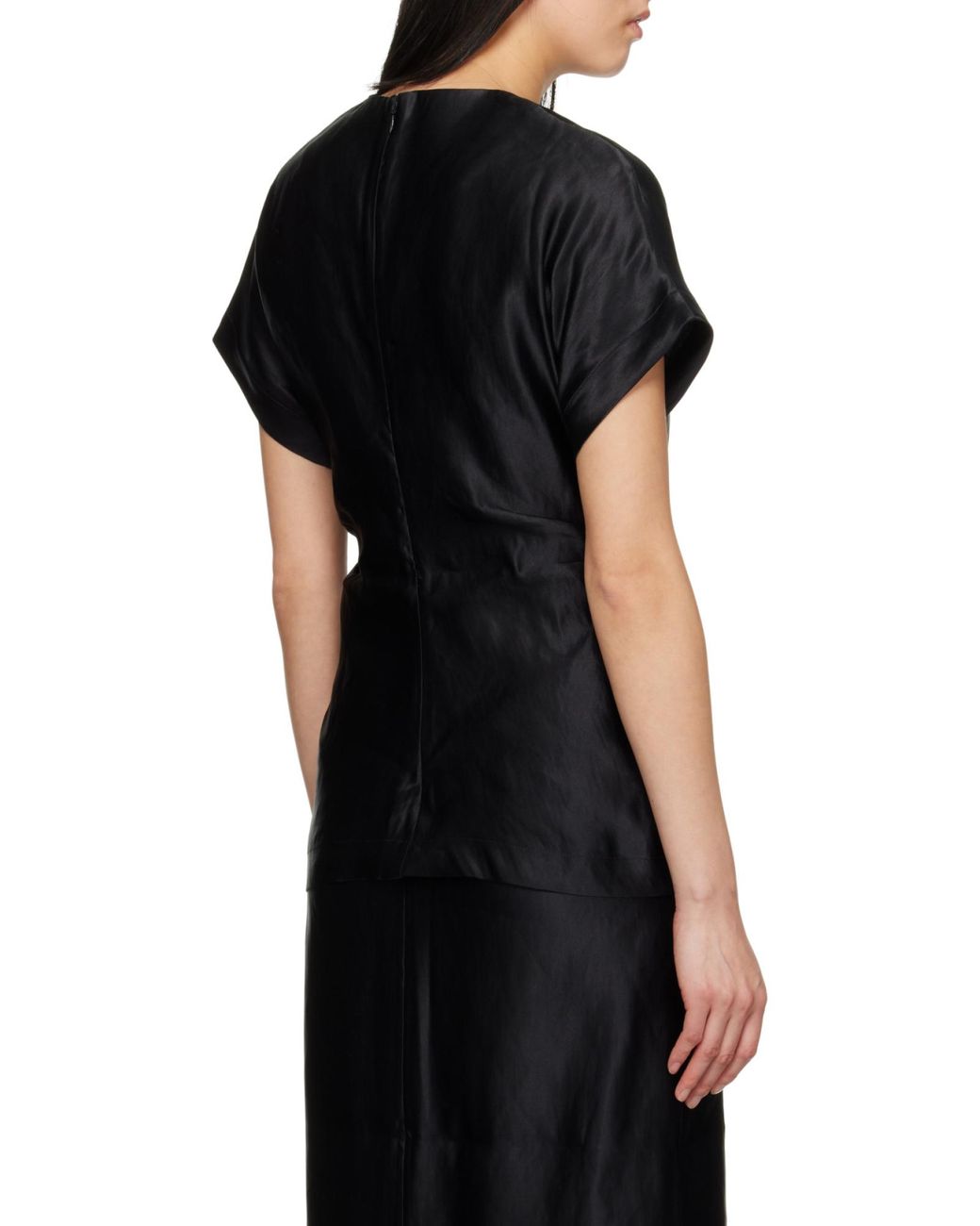 Loulou de Saison Black Peroli Silk-Blend Top