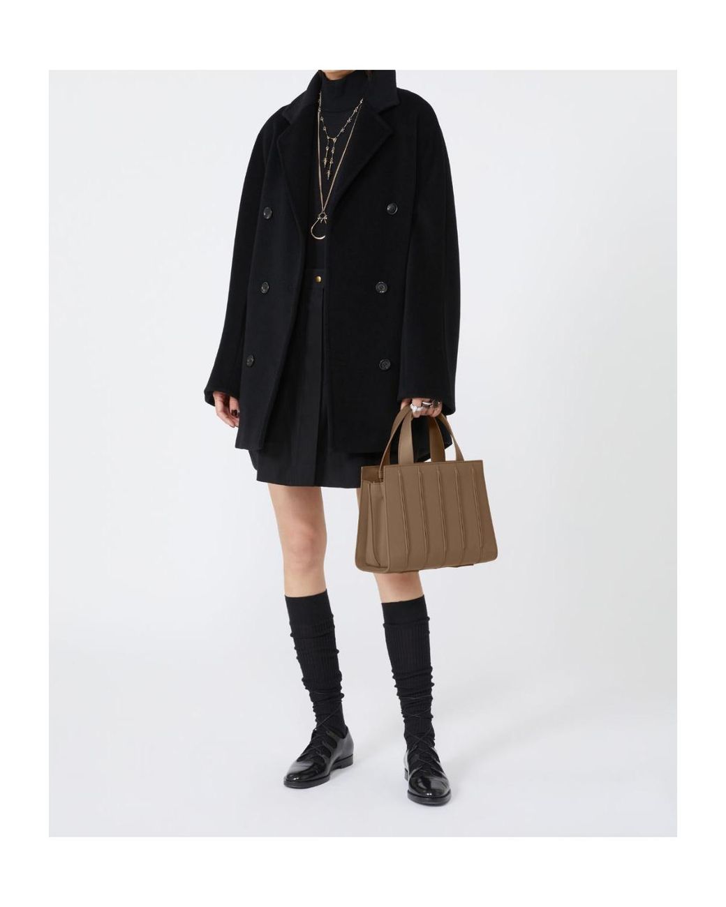 Max Mara Brown Whitney Ribbed-Leather Tote Bag