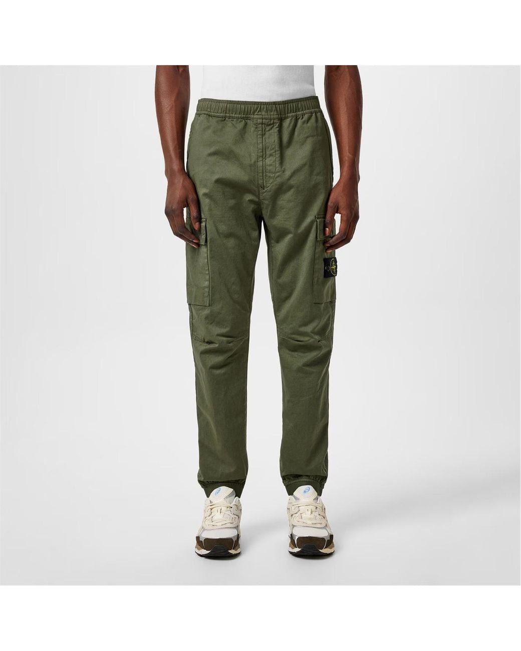 Stone Island Green Raso Cargo Trousers for men