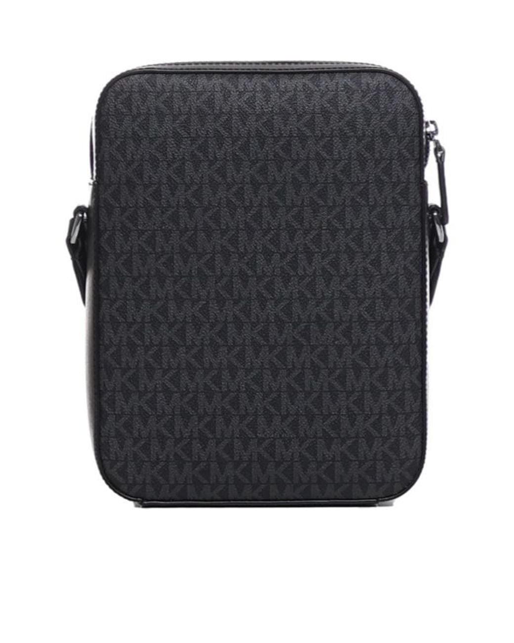 Michael Kors Black Varick Logo Detailed Zipped Messenger Bag for men