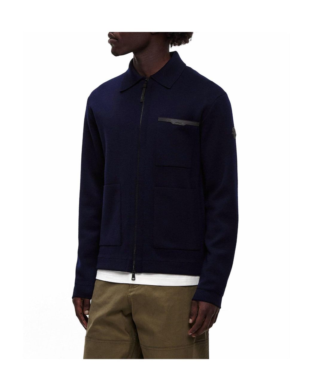 Moncler Blue Casual Zip-Up Knit Sweater for men