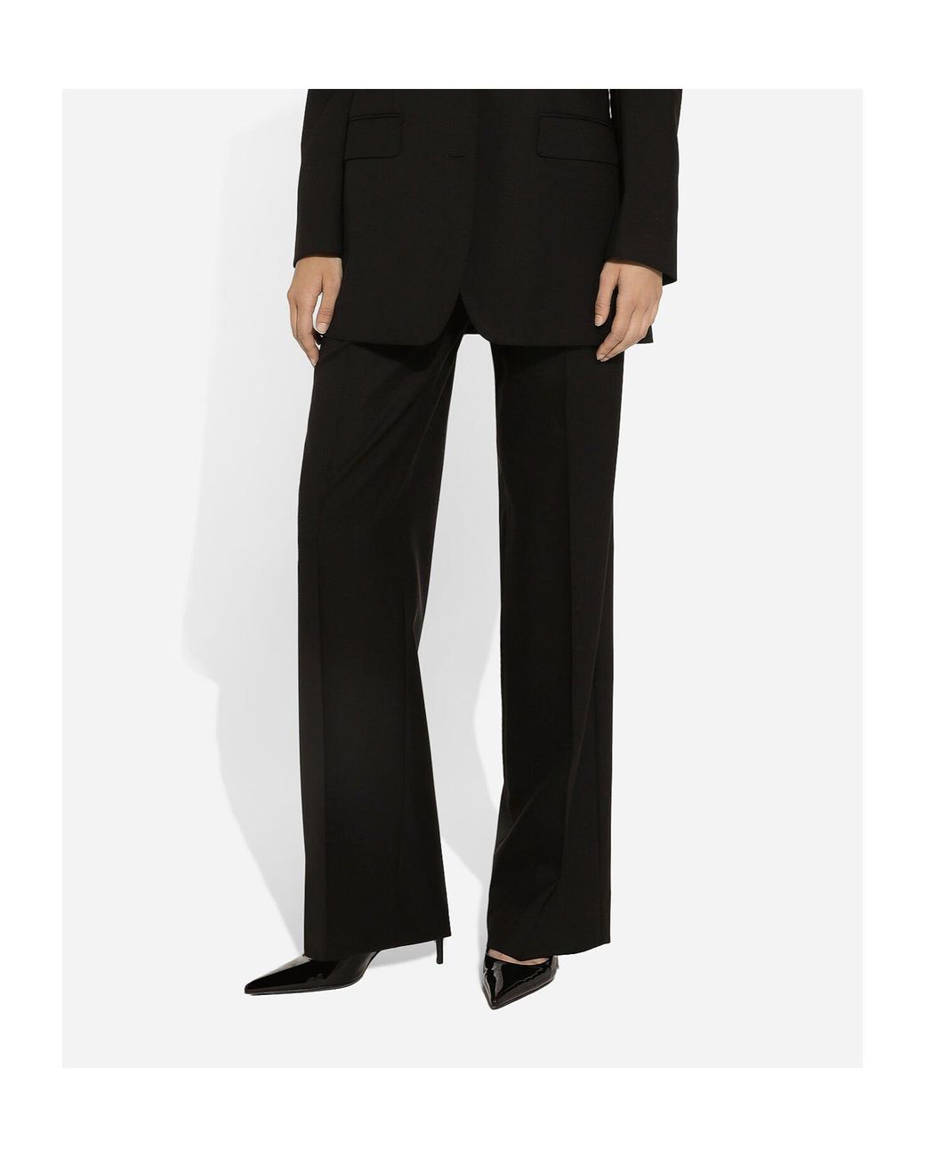 Dolce & Gabbana Black Wool Straight-Leg Trousers
