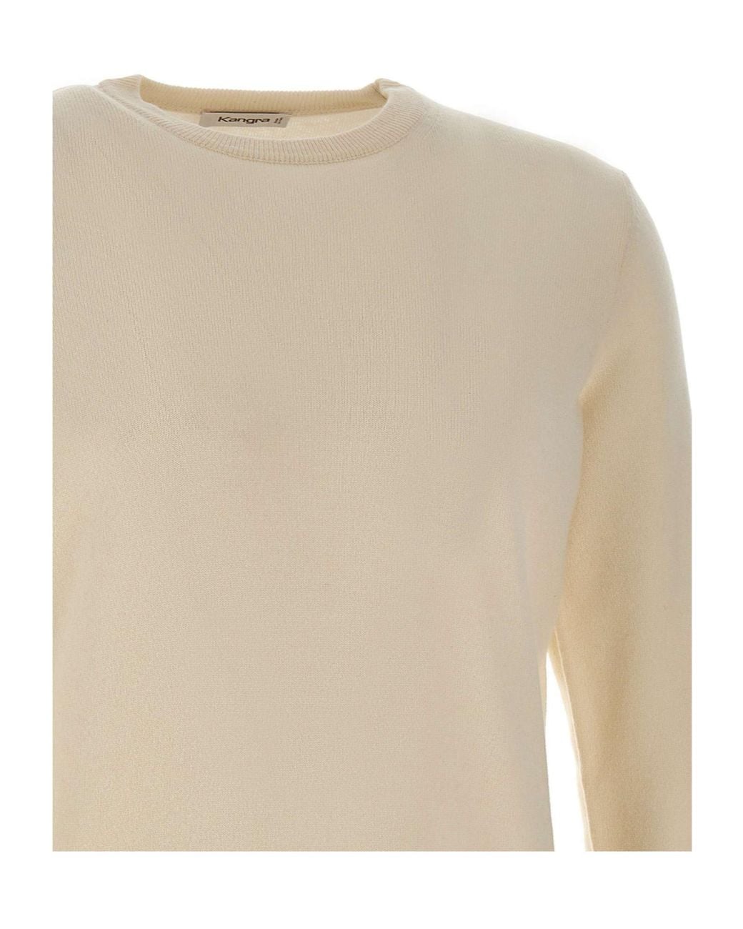 Kangra Cashmere White Kangra Crew Neck Knitted Sweater for men
