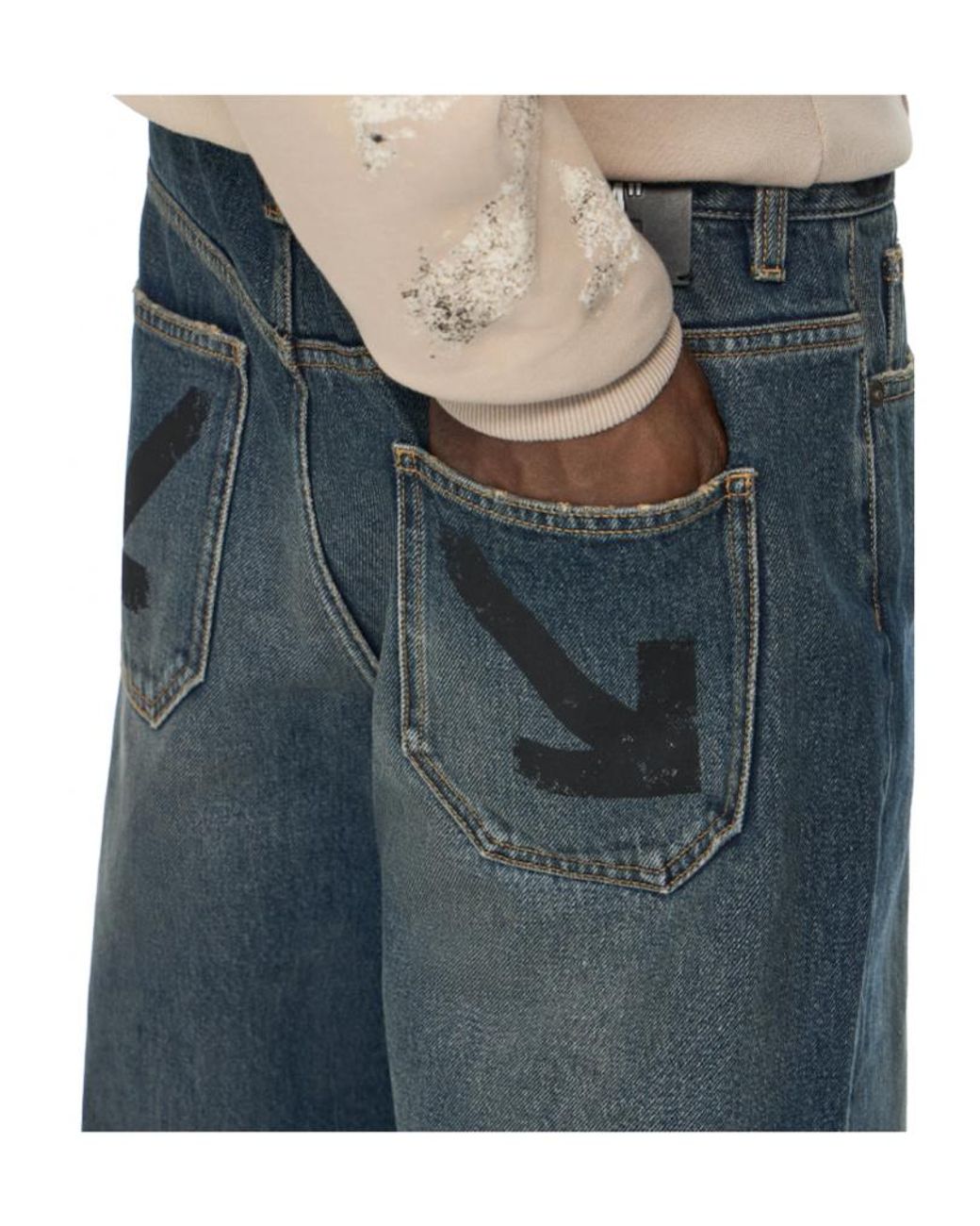 Off-White c/o Virgil Abloh Blue Logo-Patch Jeans for men