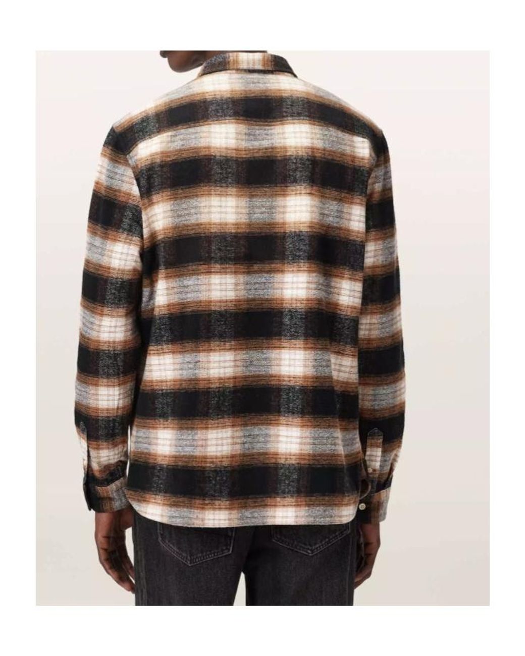 AllSaints Brown Mercy Plaid Shirt for men