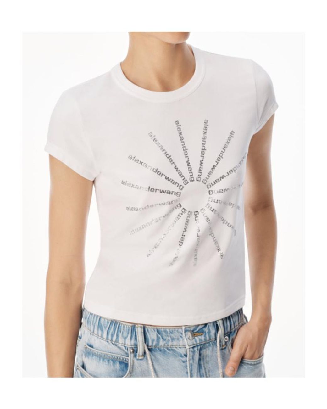 Alexander Wang White Pinwheel Crystal-Embellished T-Shirt