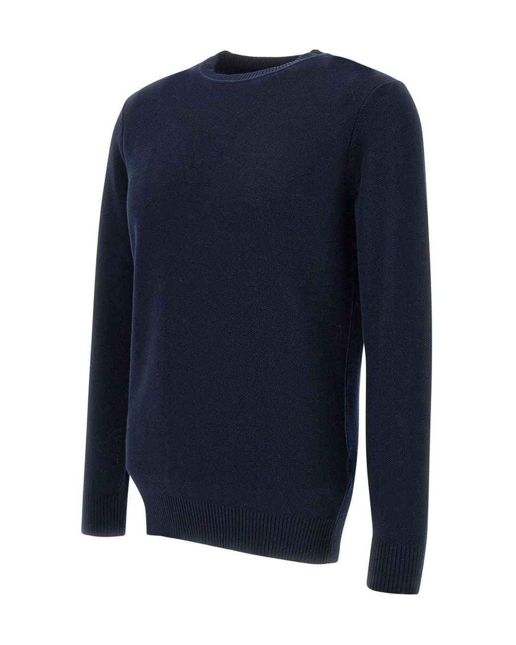 Kangra Cashmere Blue Kangra Honeycomb Knit Crew Neck Sweater for men