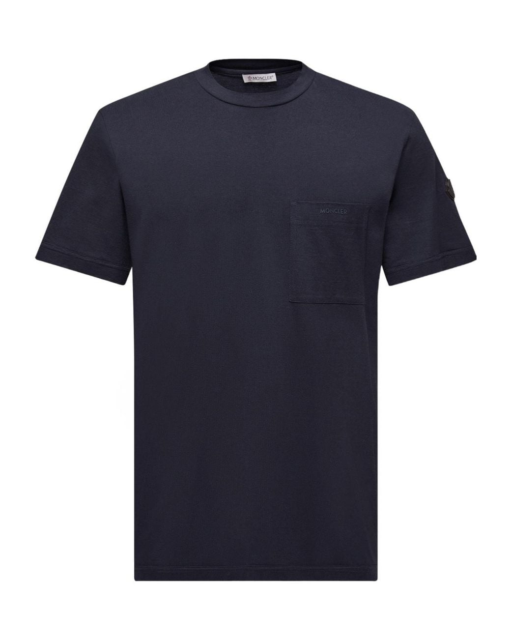 Moncler Blue Logo Detailed Crewneck T-Shirt for men