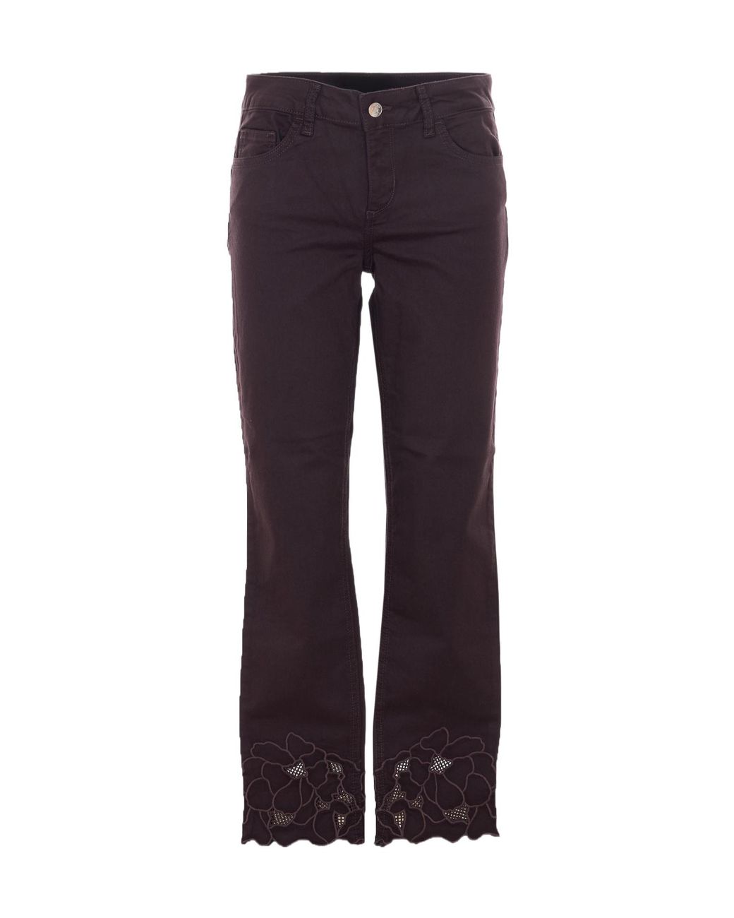 Liu Jo Purple Floral Embroidered Skinny Trousers