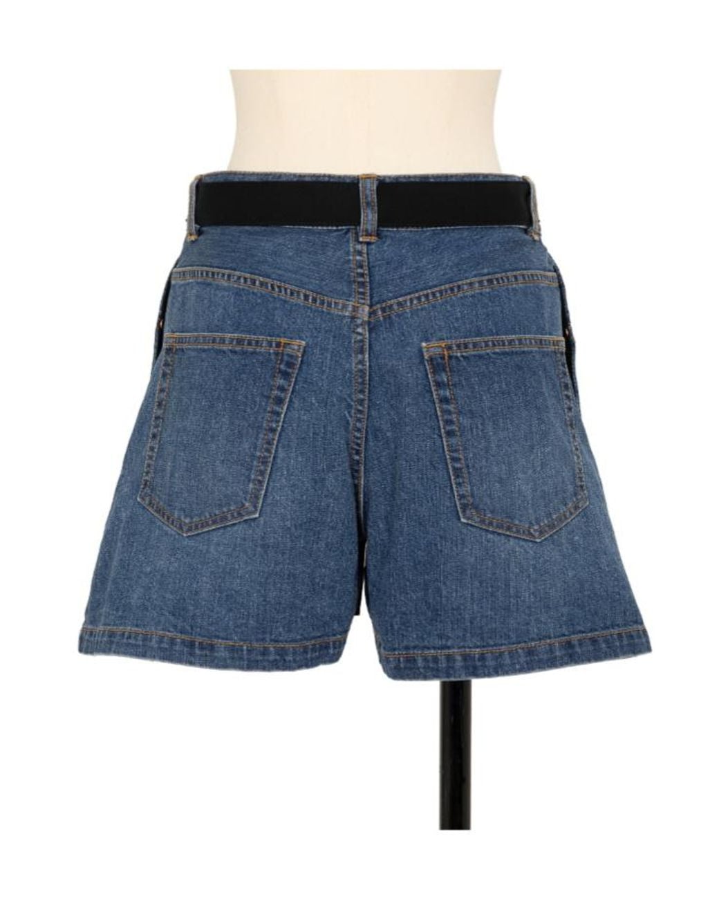 Sacai Black Belted Denim Shorts
