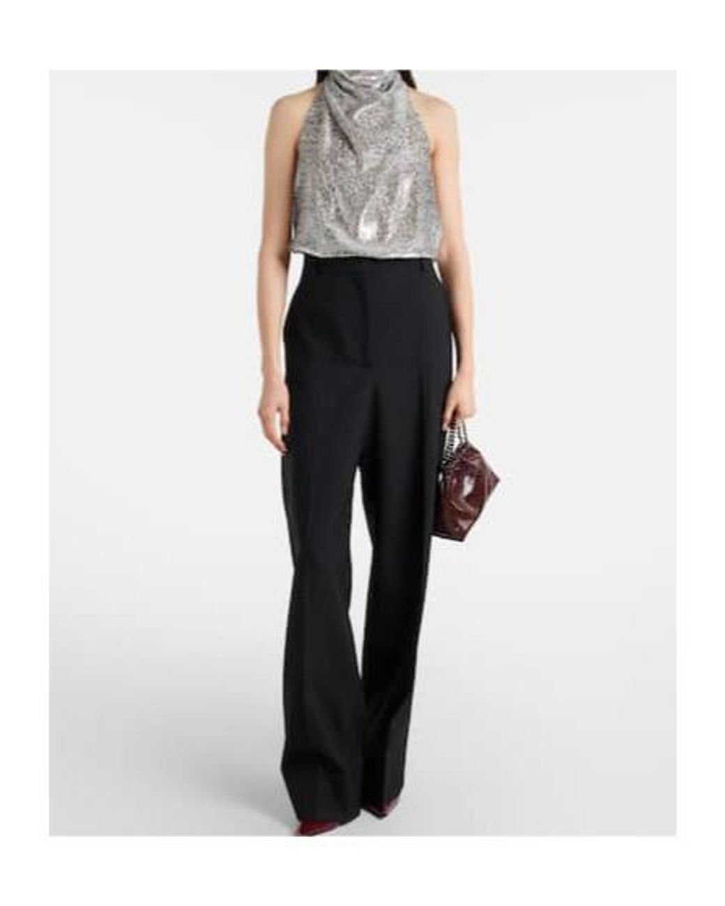 Stella McCartney Gray Halterneck Lamé Velvet Top