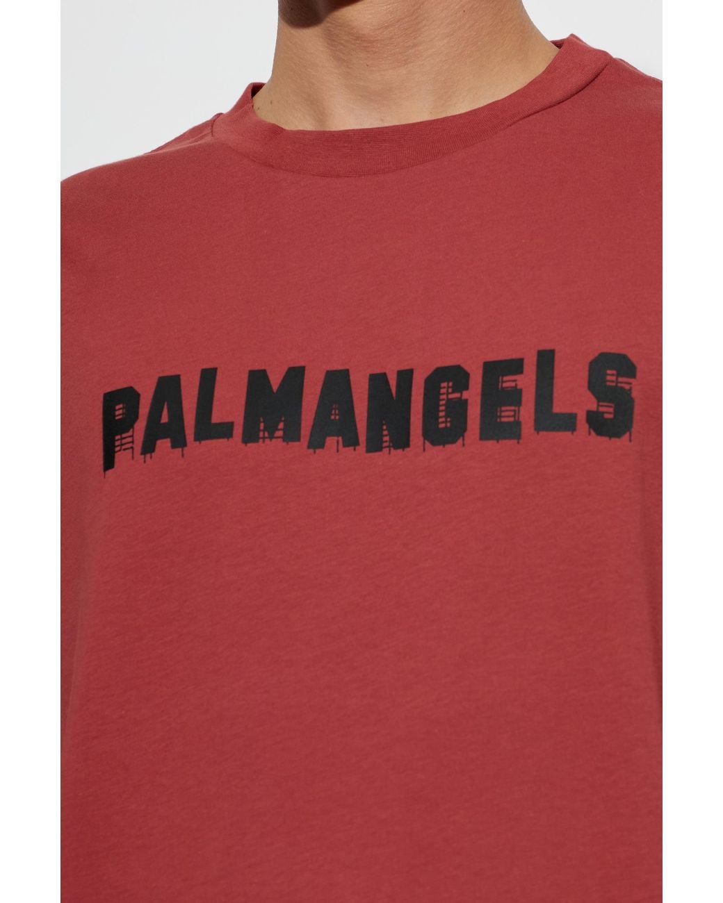 Palm Angels Red Logo Print T-Shirt for men